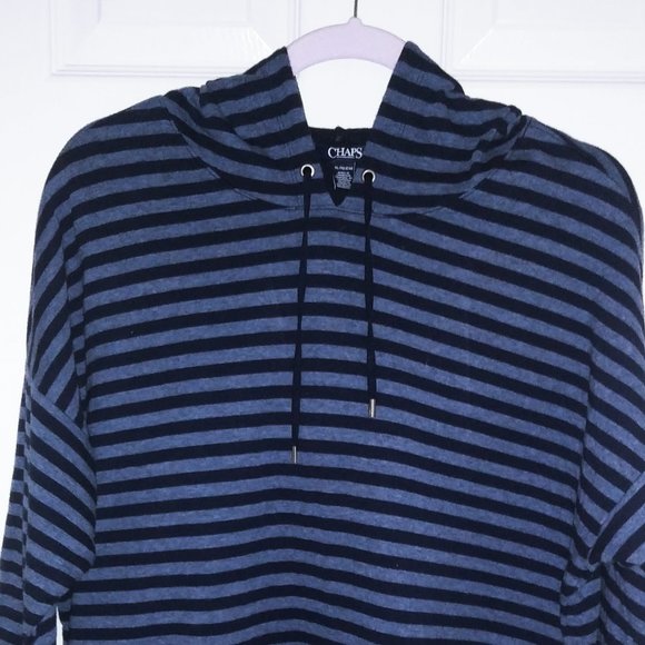 Chaps Two-Tone Blue Striped Sweatshirt XL - Picture 1 of 4